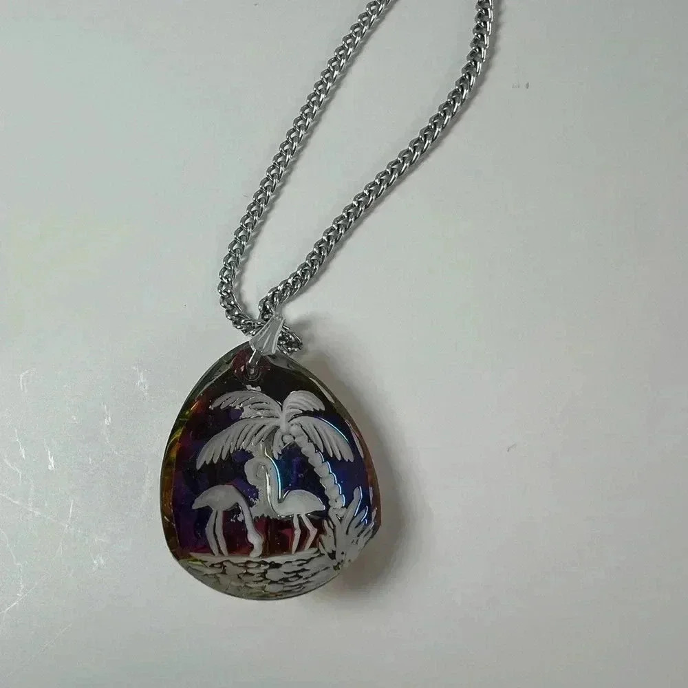 Vintage German Glass Intaglio Pendant Necklace - Picture 6 of 6
